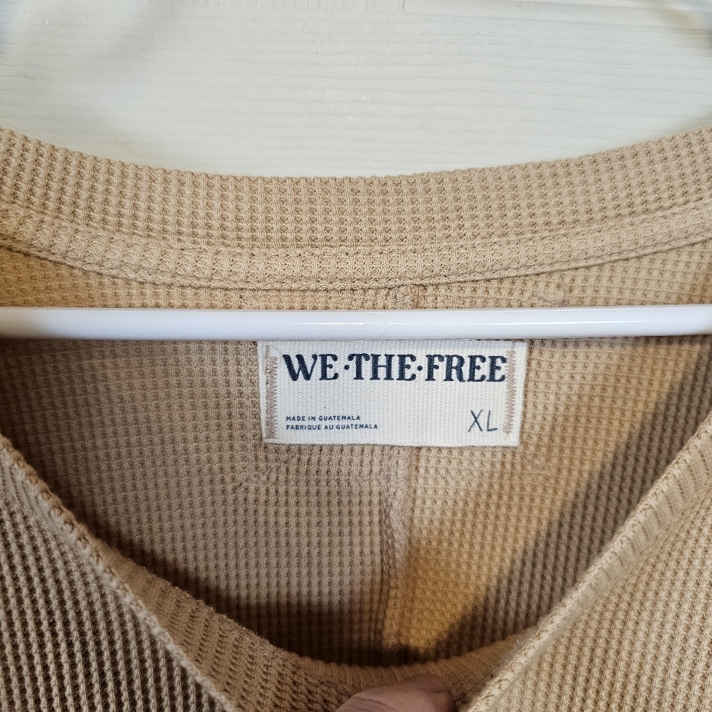 Free People Waffle Knit Scalloped Hem Easy Does It Cotton Top - Picture 4 of 9